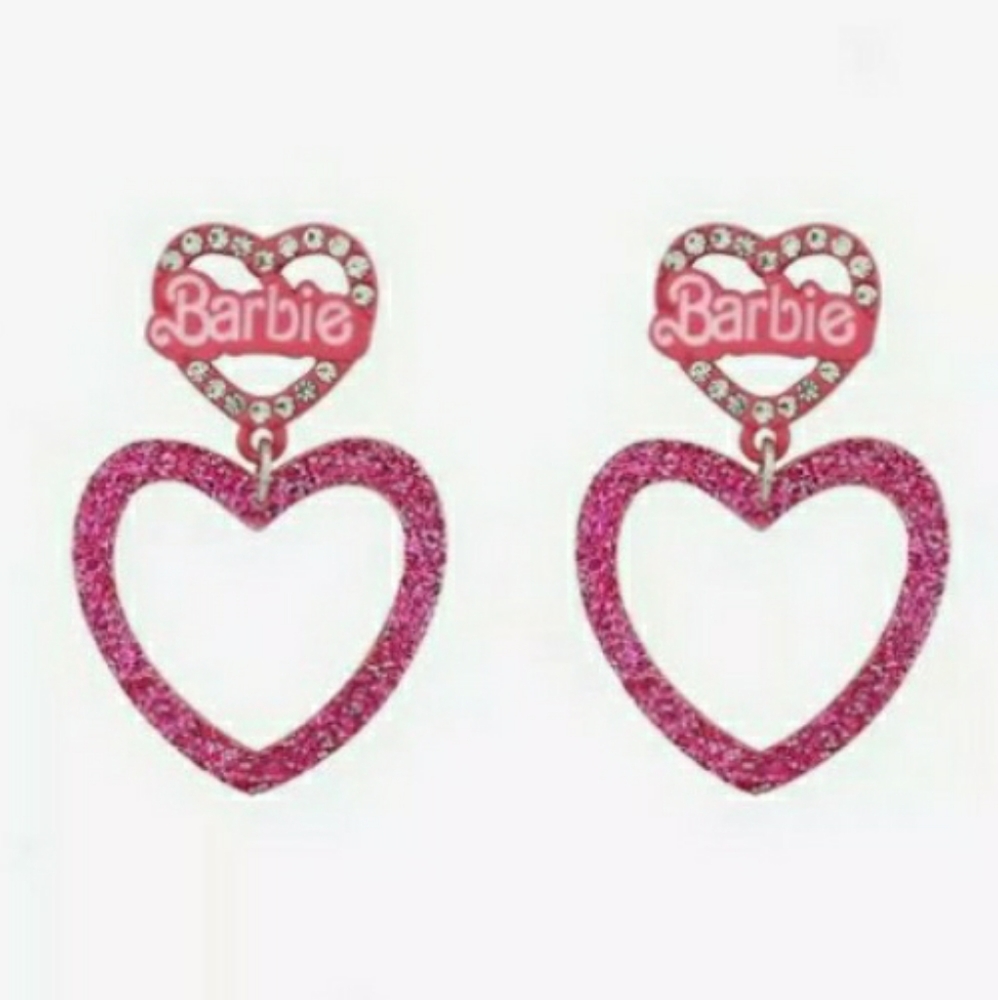 Barbie Bling Glitter Heart Earrings - Picture 2 of 4